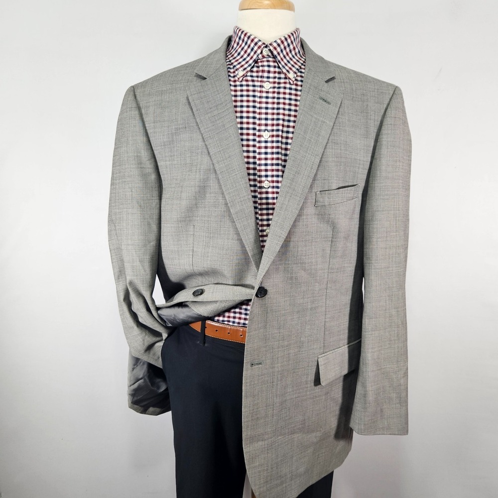 Pronto Uomo Men's Sport Coat Blazer Two Button Gray SHKSKN Wool Size 50L